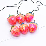 6pcs 3D Strawberry Resin Charms for Jewelry Making