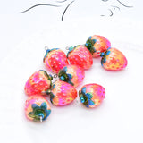6pcs 3D Strawberry Resin Charms for Jewelry Making