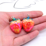 6pcs 3D Strawberry Resin Charms for Jewelry Making