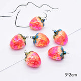 6pcs 3D Strawberry Resin Charms for Jewelry Making
