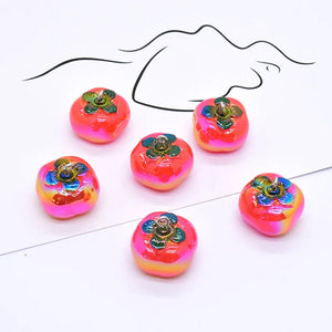 6pcs Tomato Resin Charms for Keychain Earrings
