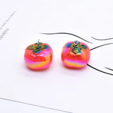 6pcs Tomato Resin Charms for Keychain Earrings