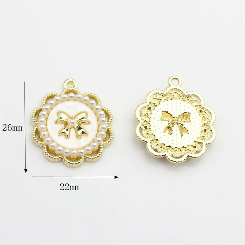 6pcs Lace Bow Pearl Resin Earring Necklace DIY Supplies