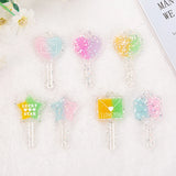 6pcs Resin Heart, Star Key DIY Making Accessories