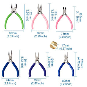 6pcs Carbon Steel Jewelry Pliers Sets with Brass Rings DIY Tools
