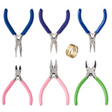 6pcs Carbon Steel Jewelry Pliers Sets with Brass Rings DIY Tools