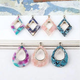 6pcs Acetic Acid Rhombus Water Drop Earrings Pendant DIY Hand Jewelry