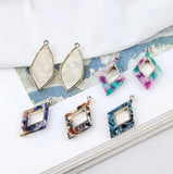 6pcs Acetic Acid Rhombus Water Drop Earrings Pendant DIY Hand Jewelry