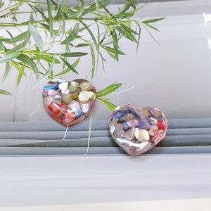 6pcs Peach Heart Cracked Shell Resin Earring Accessories