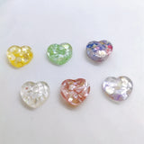 6pcs Peach Heart Cracked Shell Resin Earring Accessories