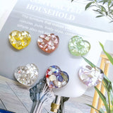 6pcs Peach Heart Cracked Shell Resin Earring Accessories