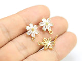 6pcs CZ Flower Stud Earrings, Emerald Daisy Earring, 14K Plated