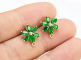 6pcs CZ Flower Stud Earrings, Emerald Daisy Earring, 14K Plated
