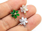 6pcs CZ Flower Stud Earrings, Emerald Daisy Earring, 14K Plated