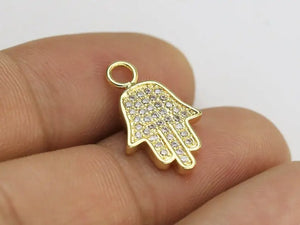 6pcs CZ Hamsa Hand Earring Charms, Jellyfish Charm, Jewelry Making - G1026