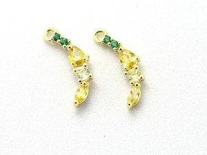 6pcs Tiny Cubic Banana Earring Charms, Real 14K Plated Huggie Findings