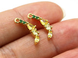 6pcs Tiny Cubic Banana Earring Charms, Real 14K Plated Huggie Findings