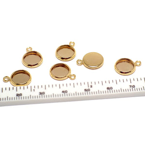 6pcs Gold Plated Disc Connectors, 8mm Round Cab for Stone Pearls Beads