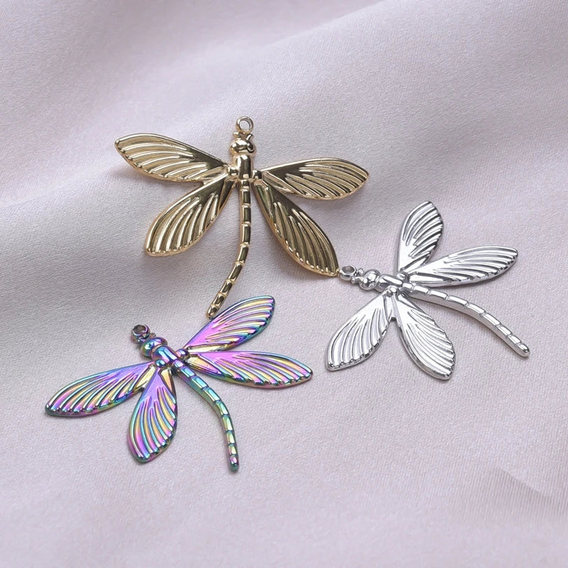 6pcs Stainless Steel Dragonfly Charms for Jewelry Making DIY Earrings Necklace