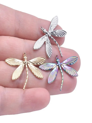 6pcs Stainless Steel Dragonfly Charms for Jewelry Making DIY Earrings Necklace