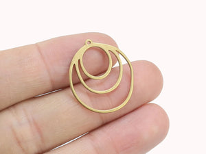 6pcs Triple Circle Brass Charms 23.8x21x0.8mm