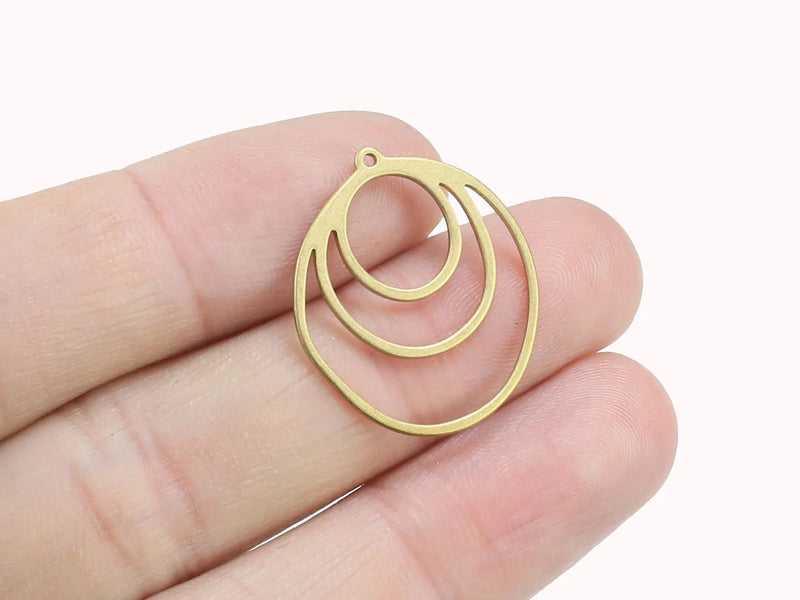 6pcs Triple Circle Brass Charms 23.8x21x0.8mm