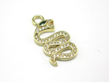 Snake Pendant CZ Pave Hoop Earring Charm Raw Brass Necklace Pendant