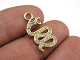 Snake Pendant CZ Pave Hoop Earring Charm Raw Brass Necklace Pendant