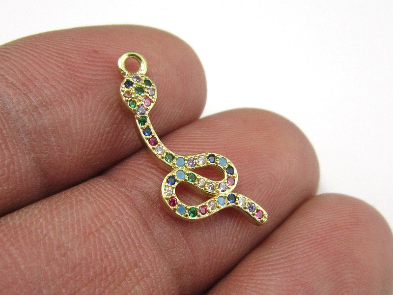 Neon Snake Pave CZ Charm Hoop Earrings DIY Jewelry