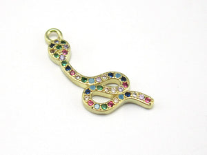 Neon Snake Pave CZ Charm Hoop Earrings DIY Jewelry