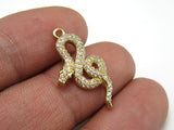 6pcs CZ Pave Snake Charm Stud Earring Attachment 25x14x3mm R1607