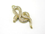 6pcs CZ Pave Snake Charm Stud Earring Attachment 25x14x3mm R1607