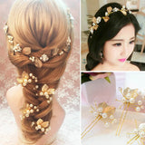 6pcs Bridal Crystal Pearl Leaf Hairpins Wedding Hair Accessories