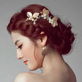 6pcs Bridal Crystal Pearl Leaf Hairpins Wedding Hair Accessories