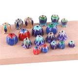 6pcs Enamel End Caps Charms Metal Bead Caps Cloisonne Copper Plated Flower Beads