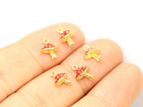 6pcs Enamel Mushroom Charms, Earring Charms, Charm Bracelet - G111