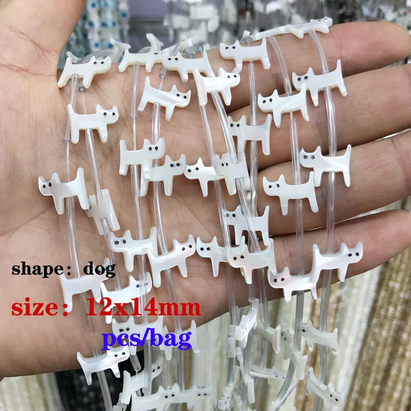 6pcs Shell Beads Dog Pig Dolphin Fish Elephant Mother of Pearl Beads