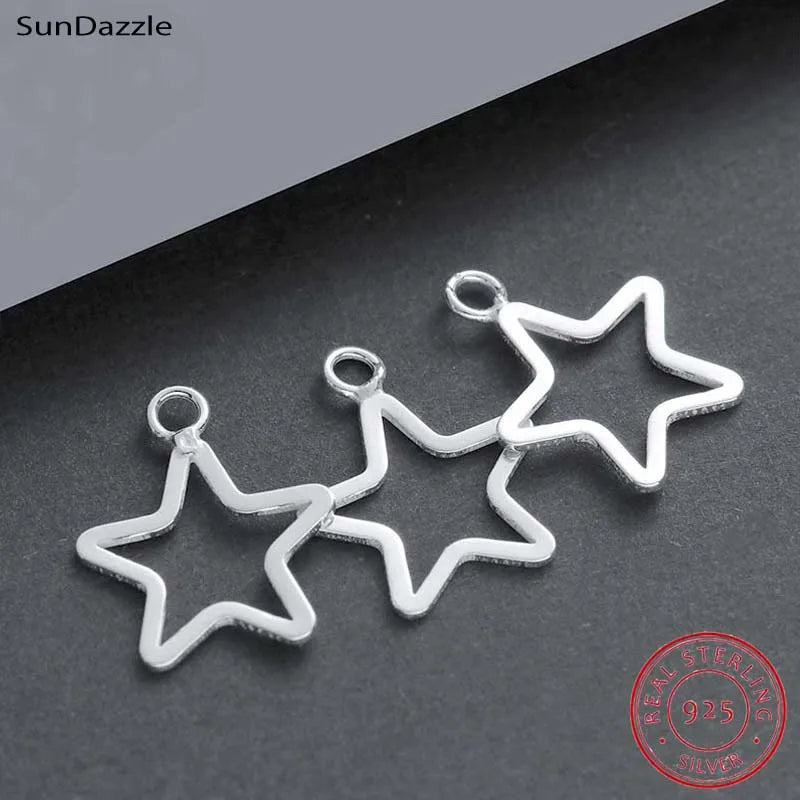 925 Sterling Silver Pendant Star Hollow Out Pentagram Suspension Jewelry