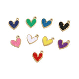 6pcs Plated 10*12mm Enamel Heart Pendants for DIY Necklaces