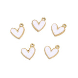 6pcs Plated 10*12mm Enamel Heart Pendants for DIY Necklaces