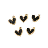 6pcs Plated 10*12mm Enamel Heart Pendants for DIY Necklaces