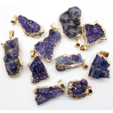 6pcs Green Crystal Quartz Raw Mineral Geode Pendants for DIY Jewelry Making