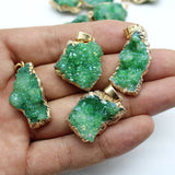 6pcs Green Crystal Quartz Raw Mineral Geode Pendants for DIY Jewelry Making