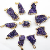 6pcs Green Crystal Quartz Raw Mineral Geode Pendants for DIY Jewelry Making
