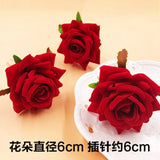 6pcs Red Rose Flower Hairpins Bride Hair Clips Barrette Wedding Headwear