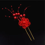 6pcs Red Yarn Butterfly Flower Hair Clips Barrette