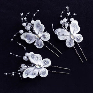 6pcs Red Yarn Butterfly Flower Hair Clips Barrette