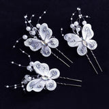 6pcs Red Yarn Butterfly Flower Hair Clips Barrette