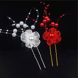 6pcs Red Yarn Butterfly Flower Hair Clips Barrette