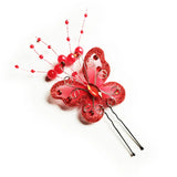 6pcs Red Yarn Butterfly Flower Hair Clips Barrette